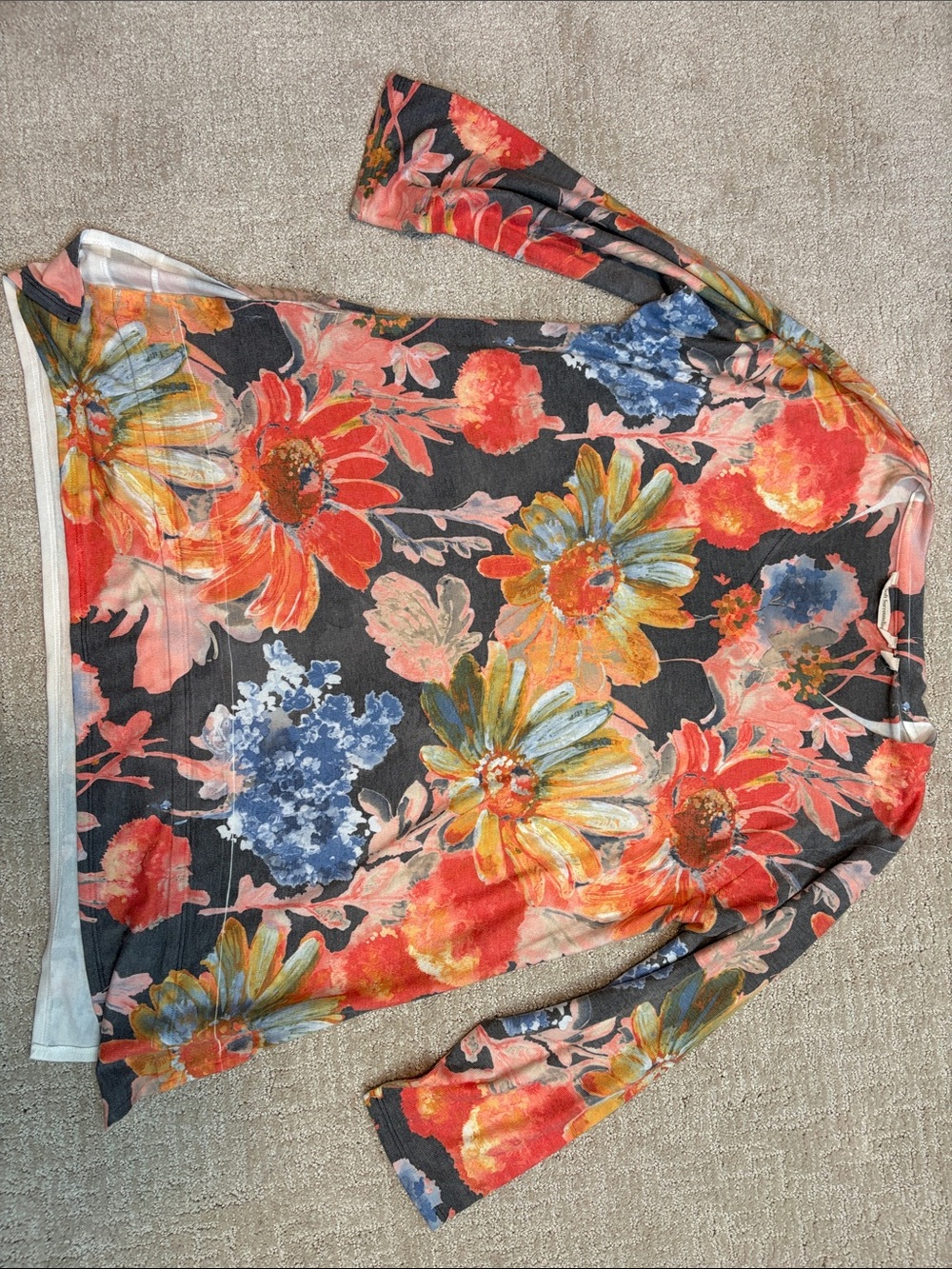 Soft Surroundings Multi Color Floral Womens Large Top Spring Summer